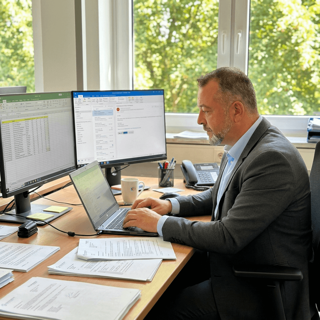 Artur Butsch bei der Arbeit im Büro